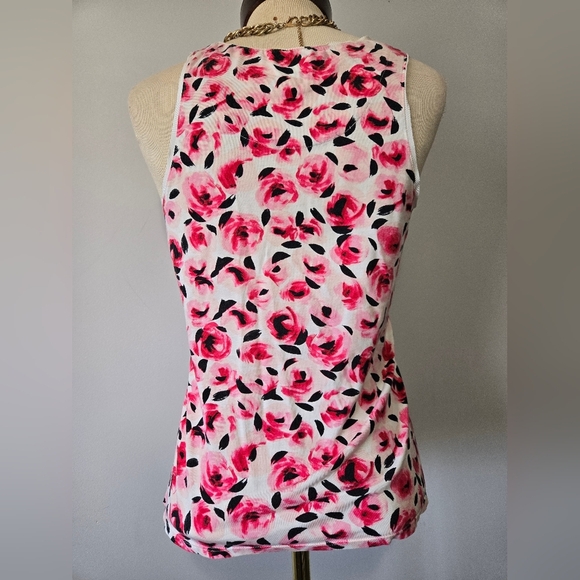 Kate Spade Dream A Little Dream Pink Floral Sleeveless Cotton Top With Bow. Sm - Picture 6 of 11